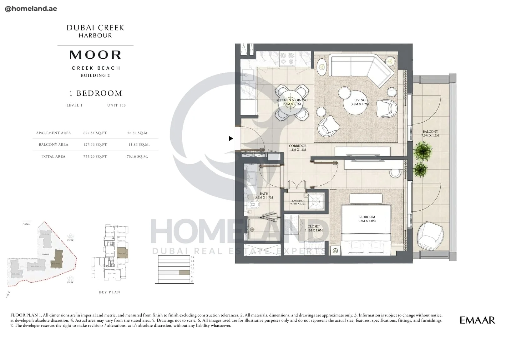 Moor Creek Beach, Building 2, 1BR, Level 1, Unit 103, 755 SQFT