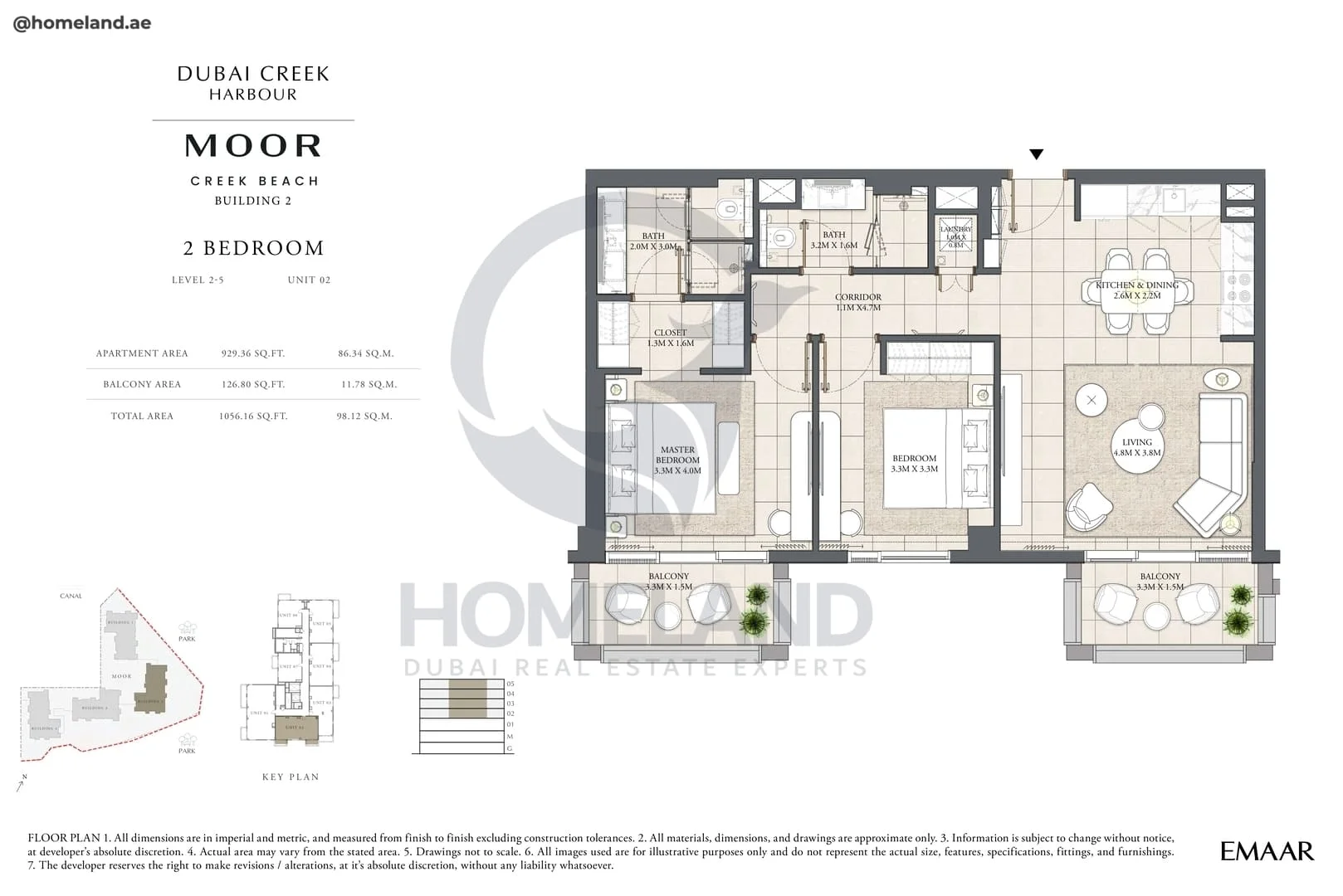 Moor Creek Beach, Building 2, 2BR, Level 2 to 5, Unit 02, 1056 SQFT