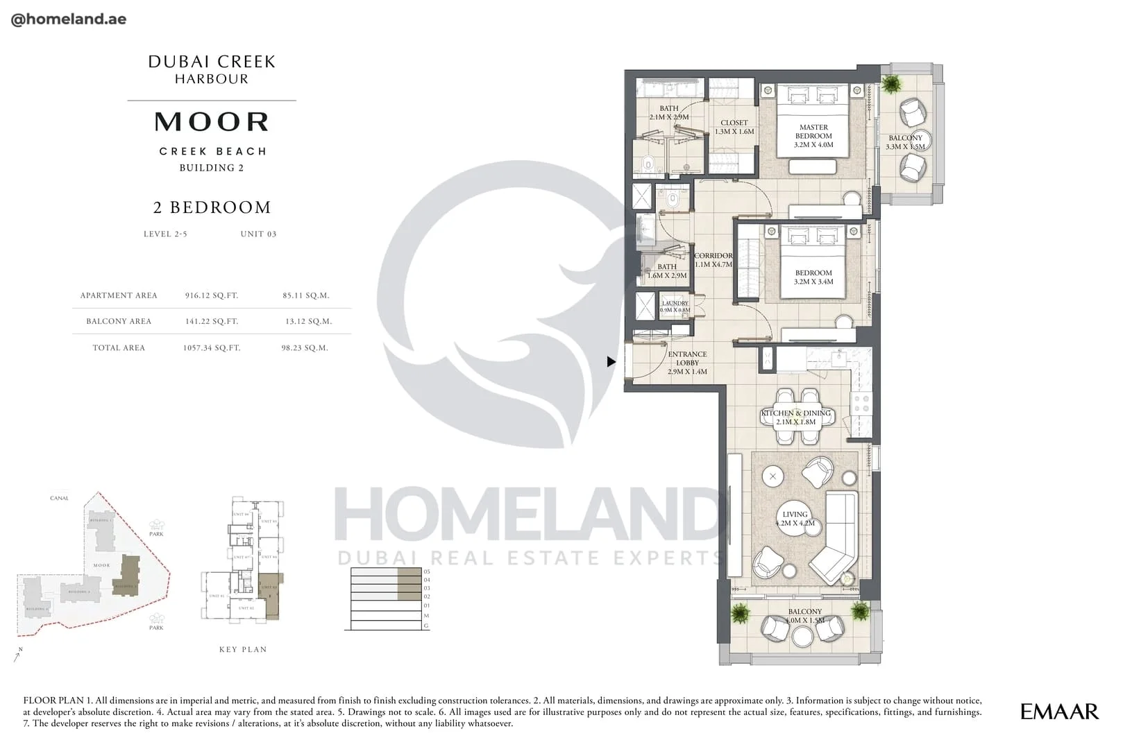 Moor Creek Beach, Building 2, 2BR, Level 2 to 5, Unit 03, 1057 SQFT