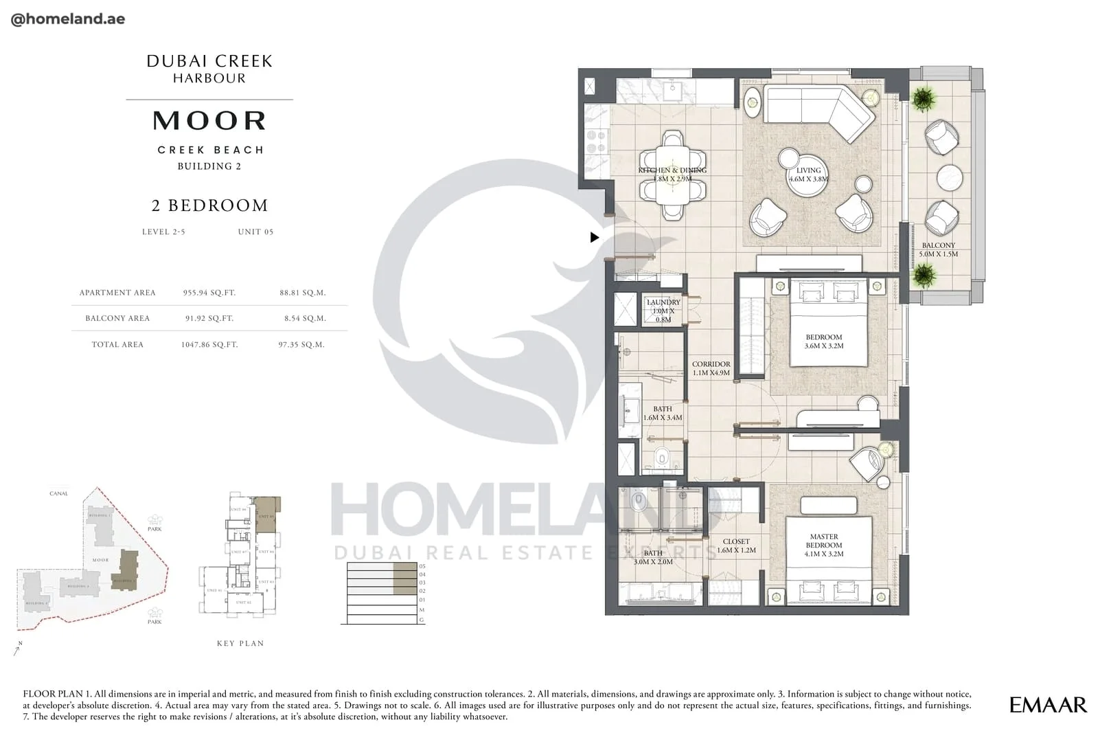 Moor Creek Beach, Building 2, 2BR, Level 2 to 5, Unit 05, 1047 SQFT