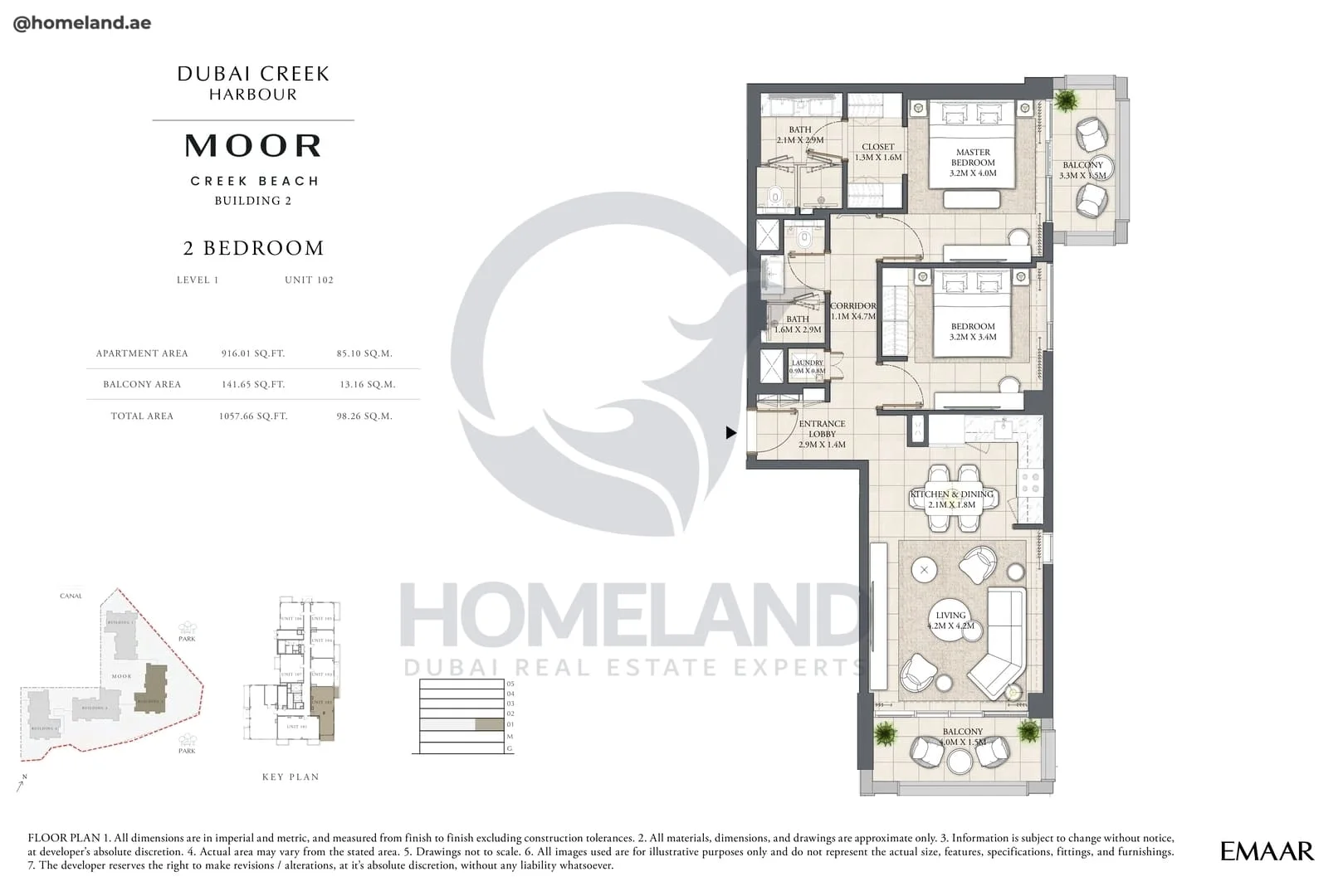 Moor Creek Beach, Building 2, 2BR, Level 1, Unit 102, 1057 SQFT