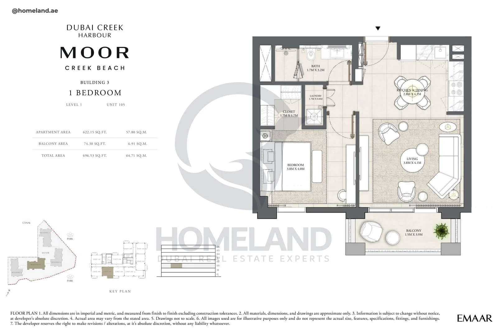Moor Creek Beach, Building 3, 1BR, Level 1, Unit 105, 696 SQFT