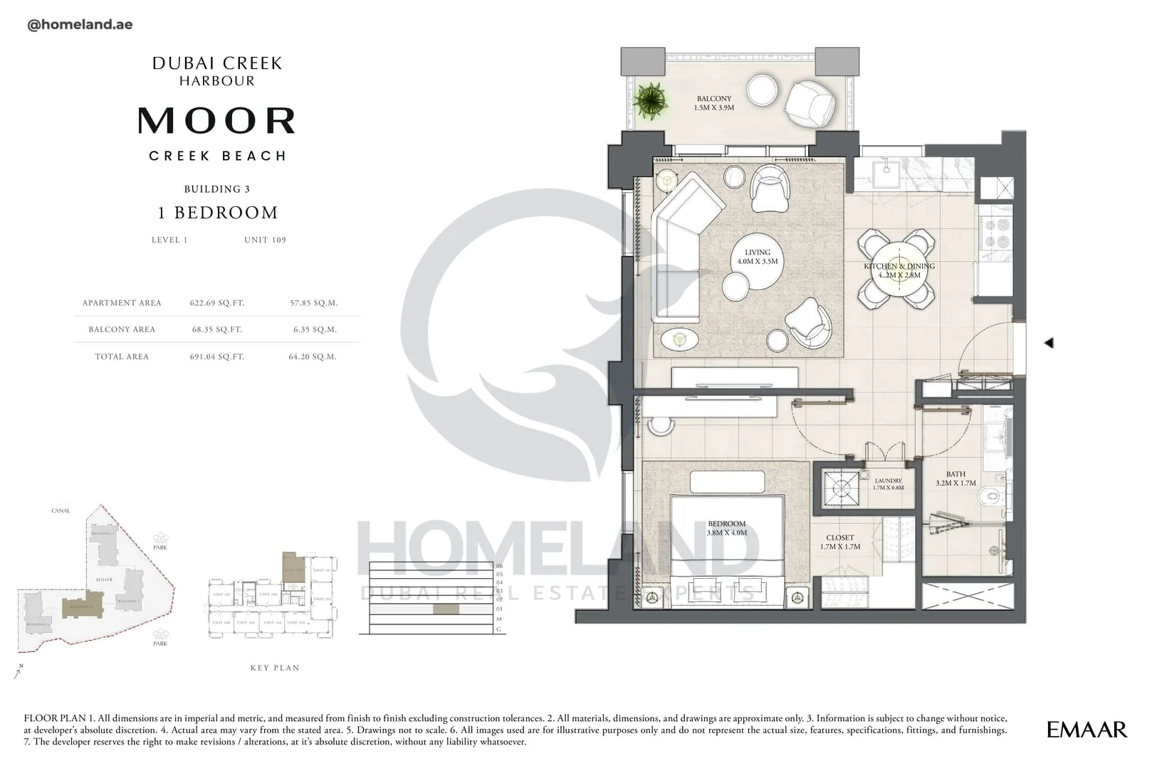 Moor Creek Beach, Building 3, 1BR, Level 1, Unit 109, 691 SQFT