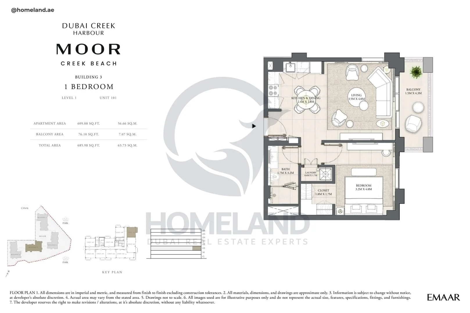 Moor Creek Beach, Building 3, 1BR, Level 1, Unit 101, 685 SQFT