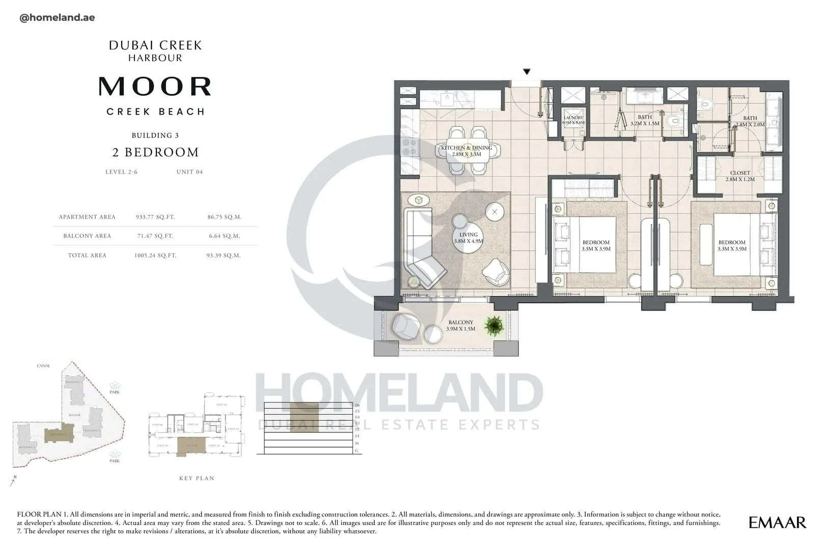 Moor Creek Beach, Building 3, 2BR, Level 2 to 6, Unit 04, 1005 SQFT