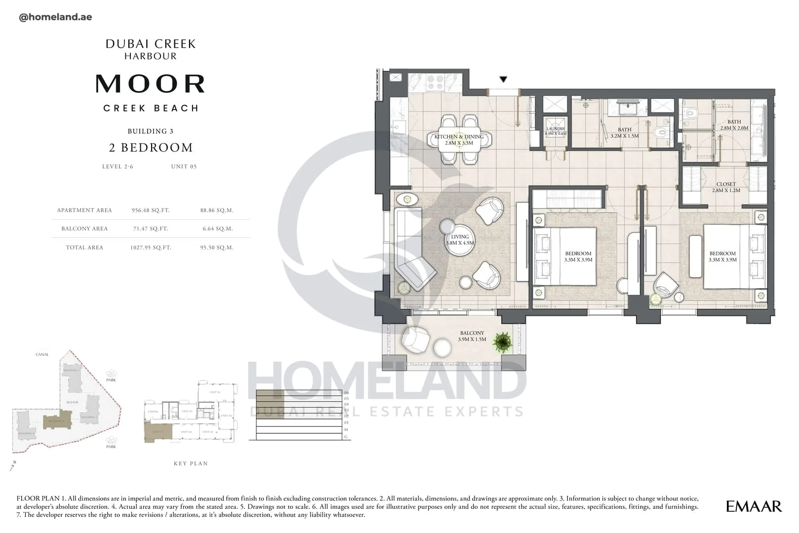 Moor Creek Beach, Building 3, 2BR, Level 2 to 6, Unit 05, 1027 SQFT