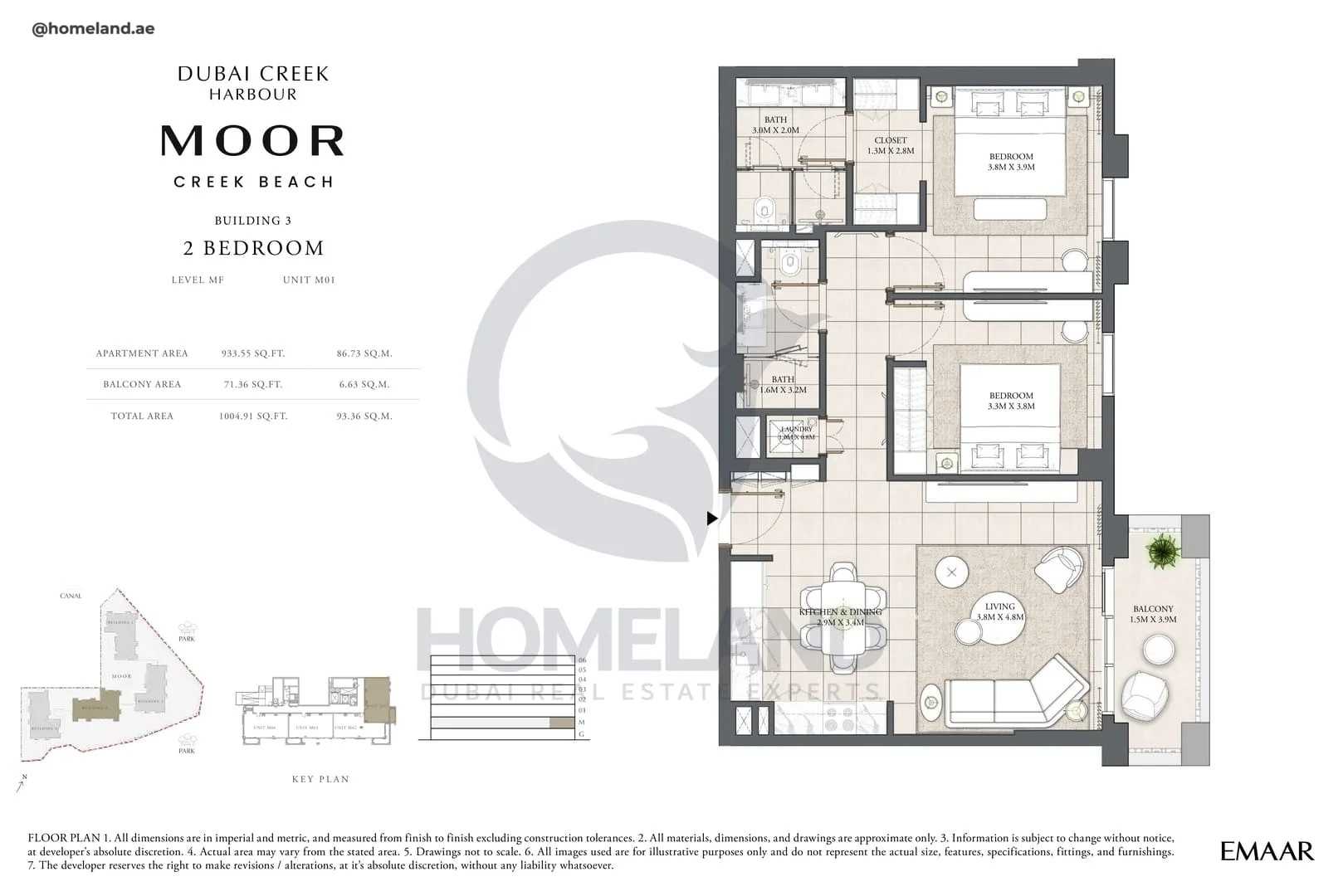 Moor Creek Beach, Building 3, 2BR, Level MF, Unit M01, 1004 SQFT