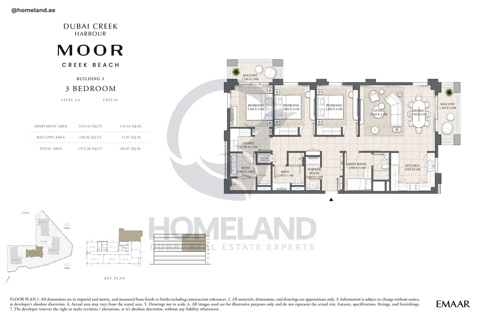 Moor Creek Beach, Building 3, 3BR, Level 2 to 6, Unit 01, 1572 SQFT