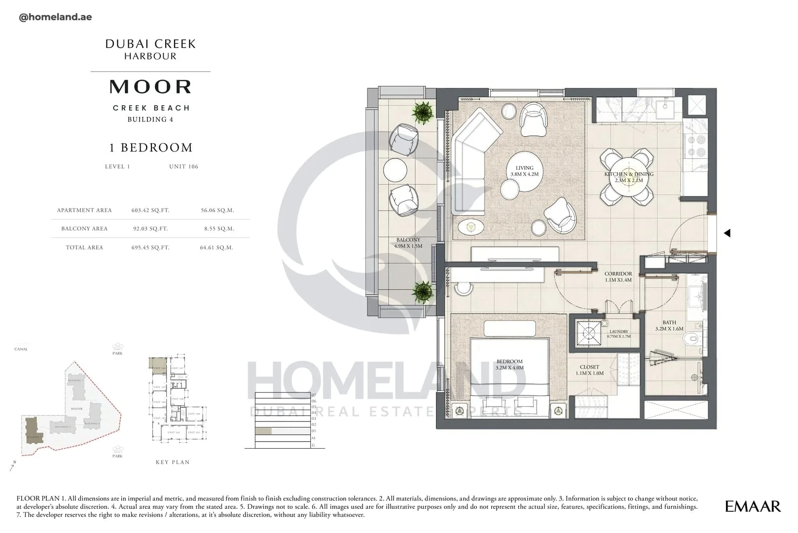 Moor Creek Beach, Building 4, 1BR, Level 1, Unit 106, 695 SQFT
