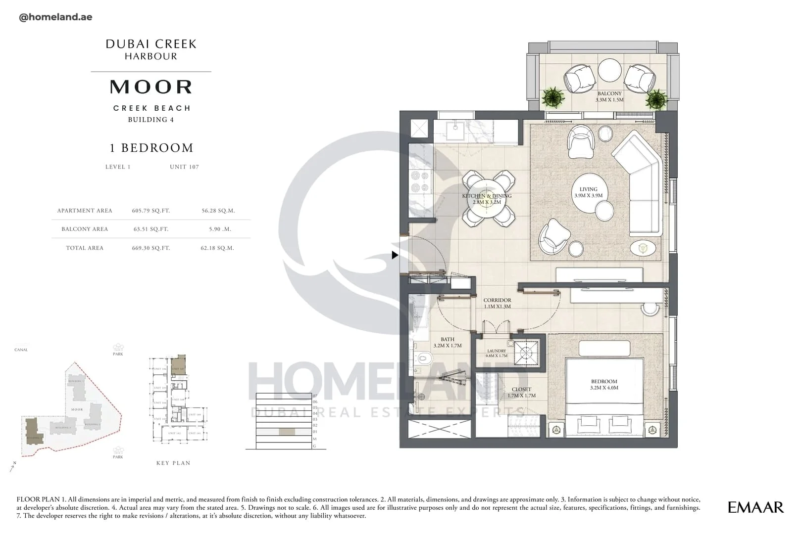Moor Creek Beach, Building 4, 1BR, Level 1, Unit 107, 669 SQFT
