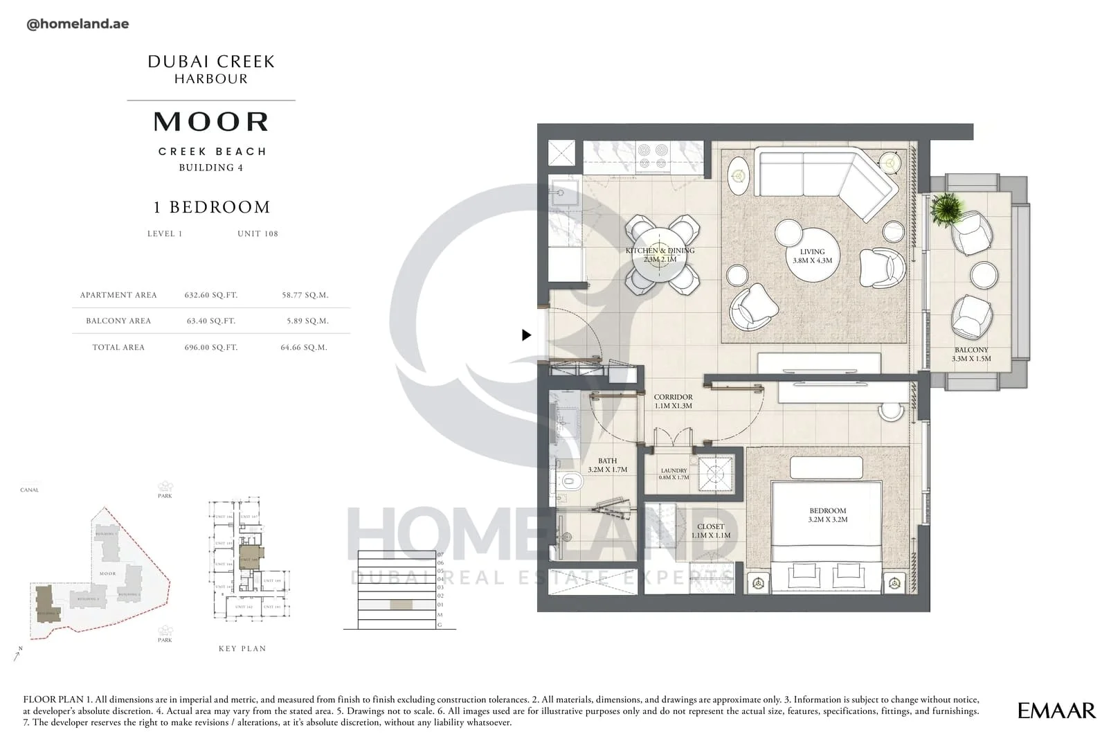 Moor Creek Beach, Building 4, 1BR, Level 1, Unit 108, 696 SQFT