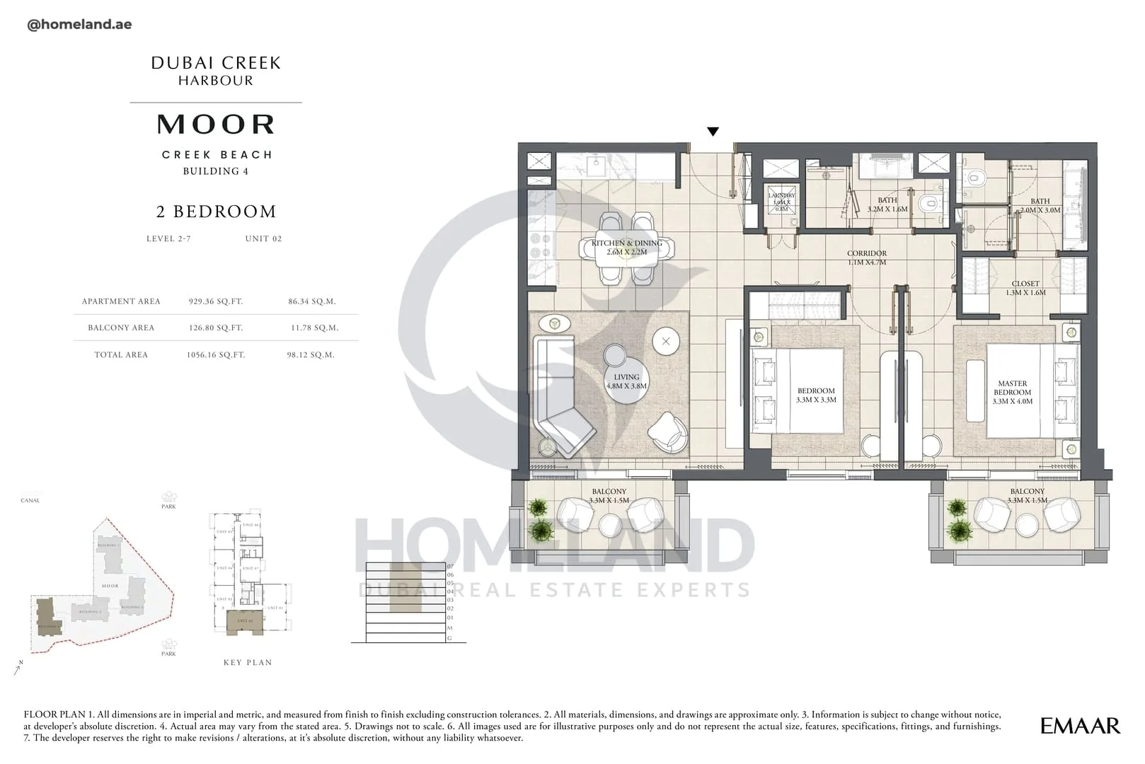 Moor Creek Beach, Building 4, 2BR, Level 2 to 7, Unit 02, 1056 SQFT