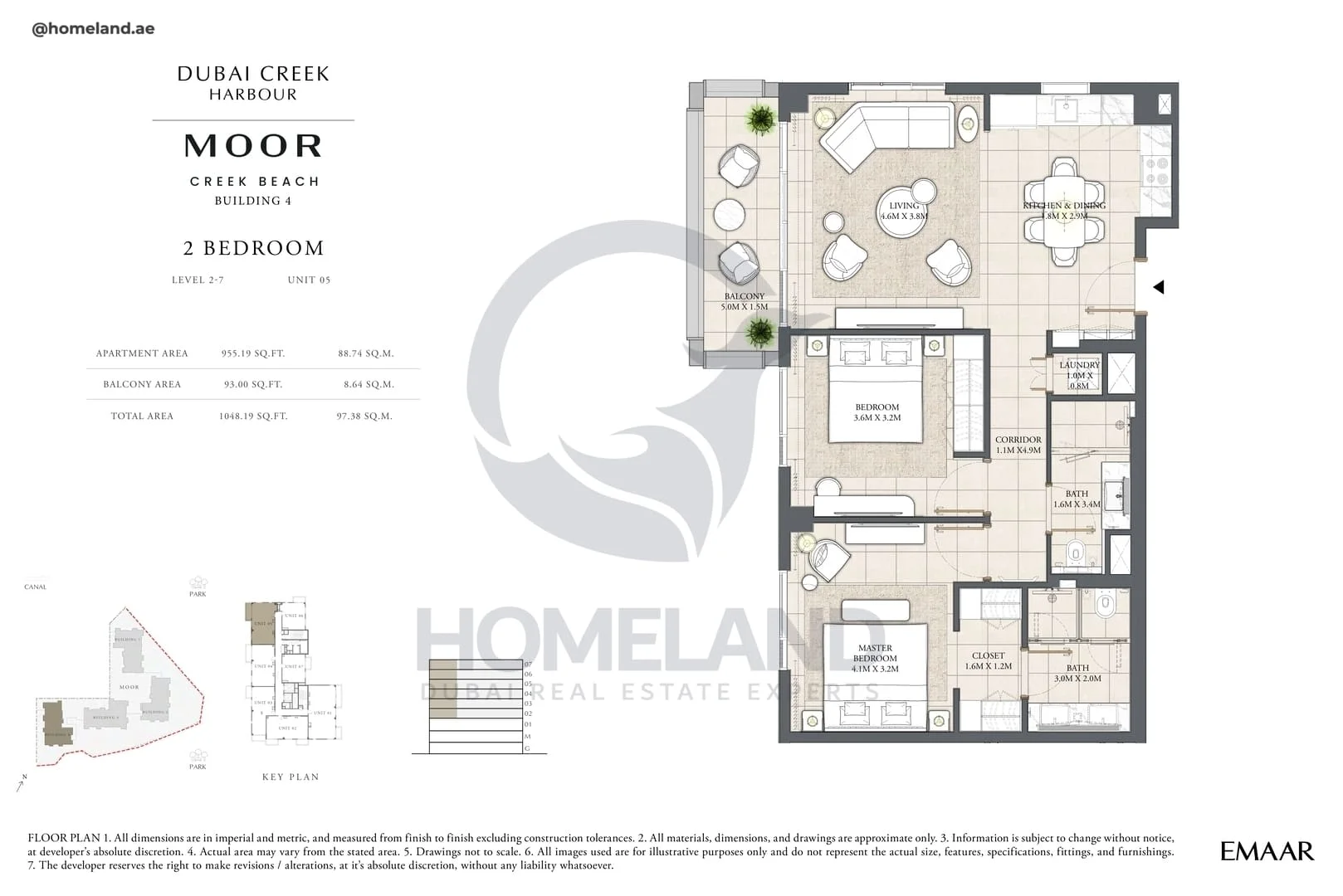 Moor Creek Beach, Building 4, 2BR, Level 2 to 7, Unit 05, 1048 SQFT