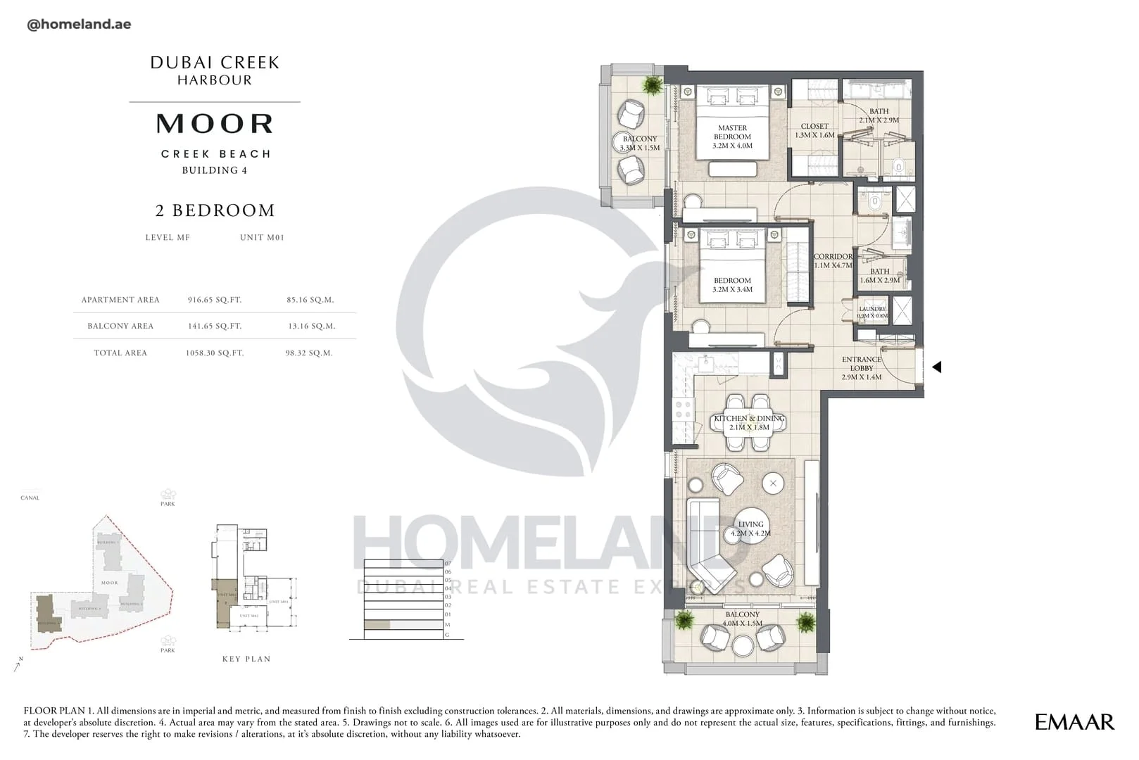 Moor Creek Beach, Building 4, 2BR, Level MF, Unit M01, 1058 SQFT