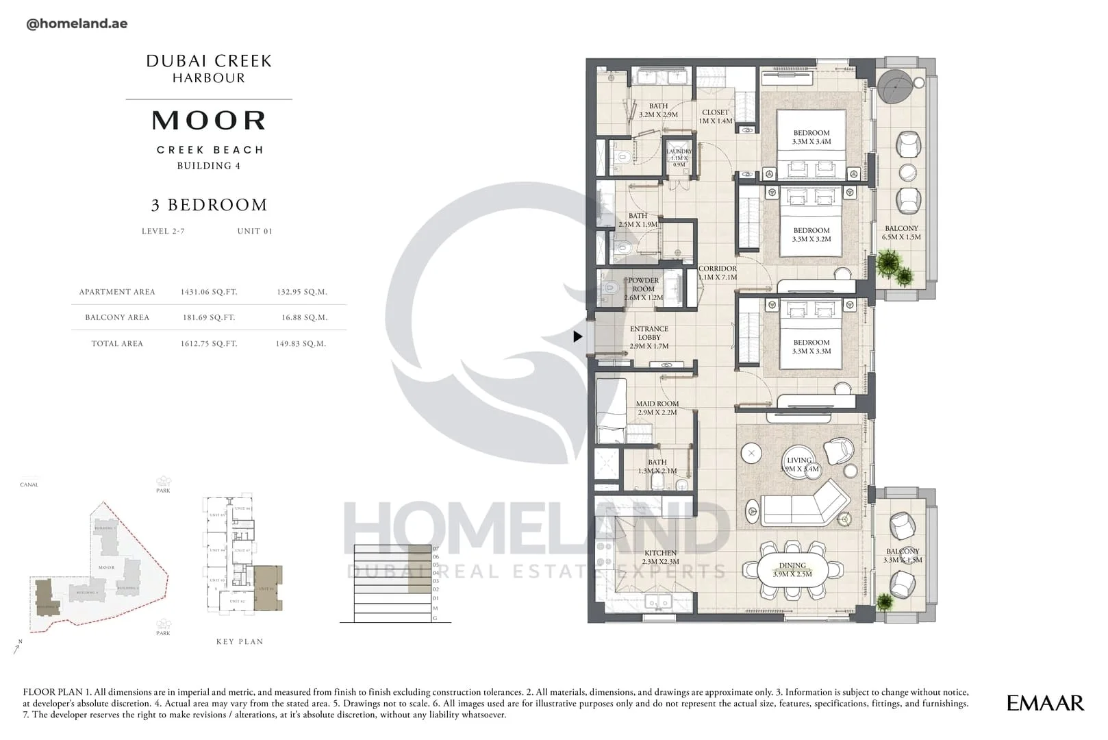 Moor Creek Beach, Building 4, 3BR, Level 2 to 7, Unit 01, 1612 SQFT