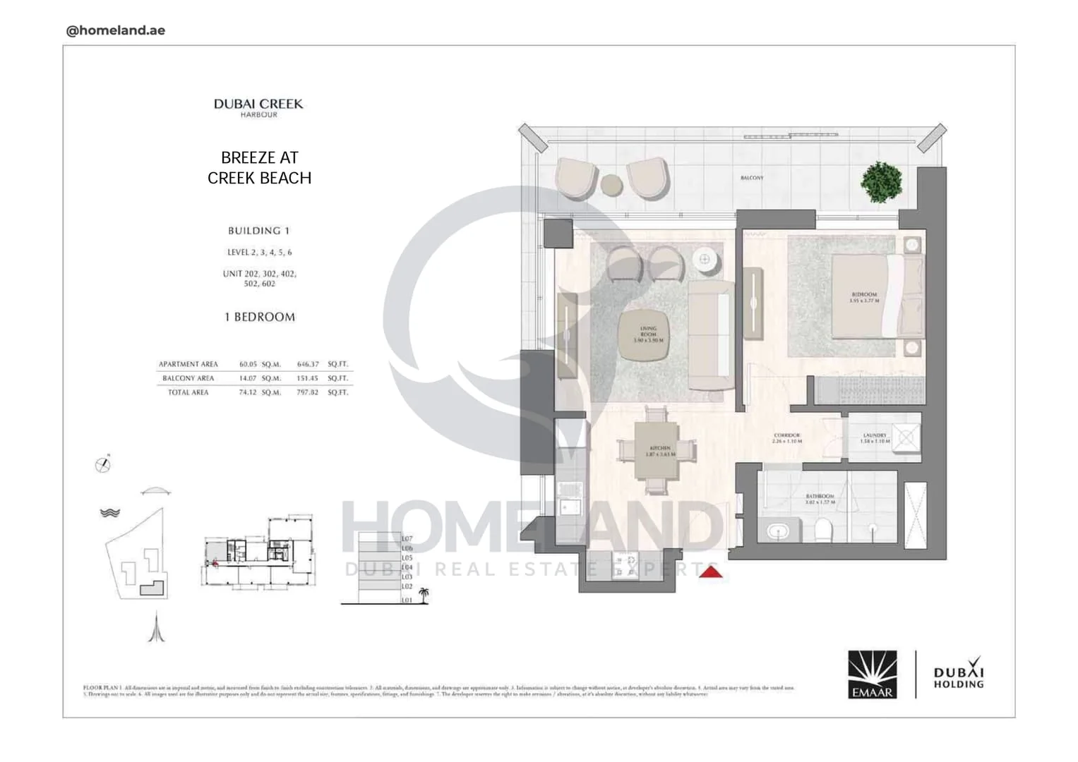 Breeze Creek Beach, Building 1, 1BR, Level 2 to 6, Unit 202-302-402-502-602, 797 SQFT