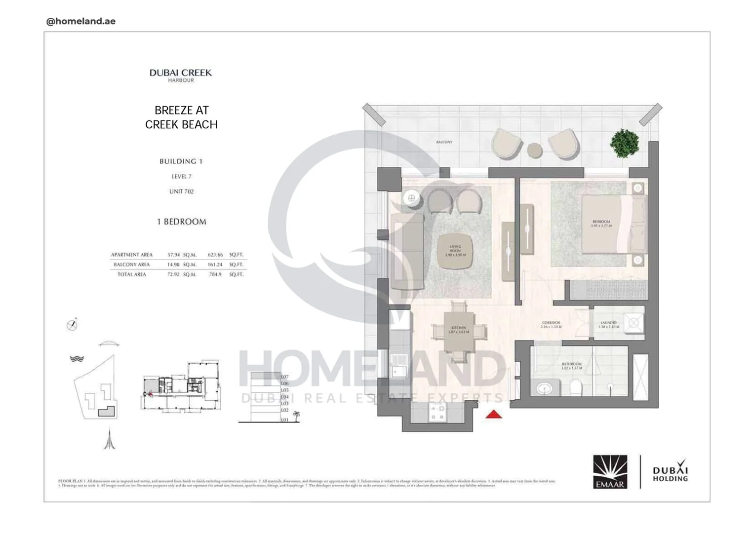 Breeze Creek Beach, Building 1, 1BR, Level 7, Unit 702, 784 SQFT