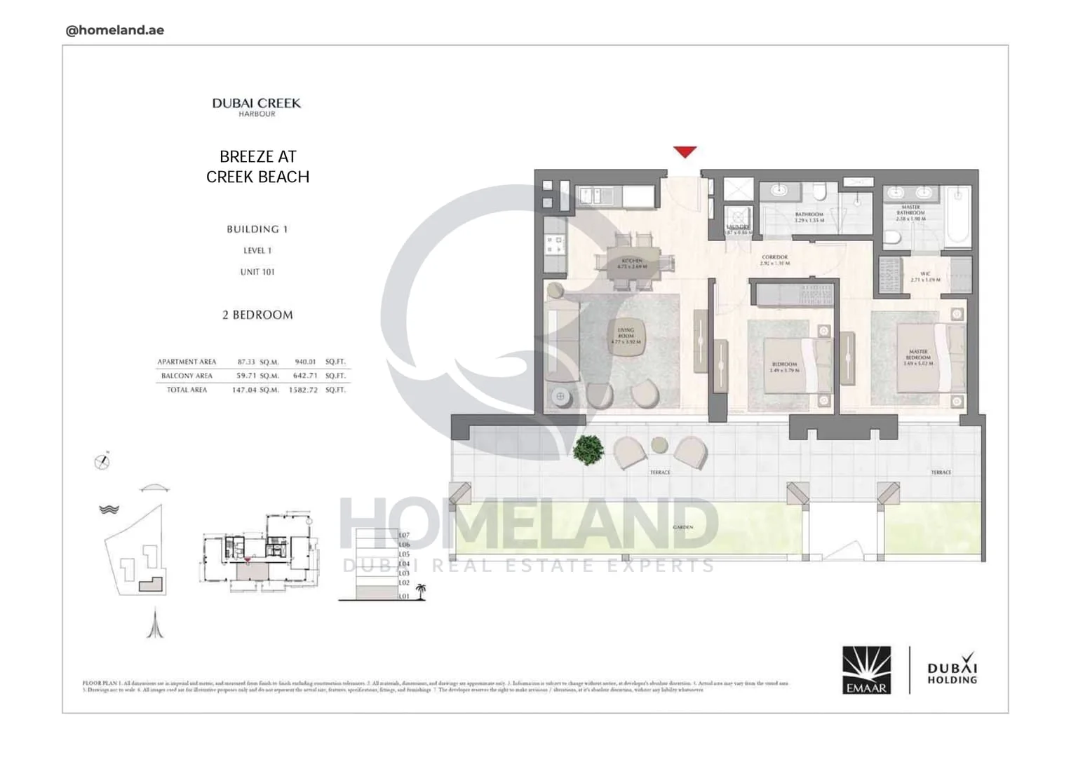 Breeze Creek Beach, Building 1, 2BR, Level 1, Unit 101, 1582 SQFT