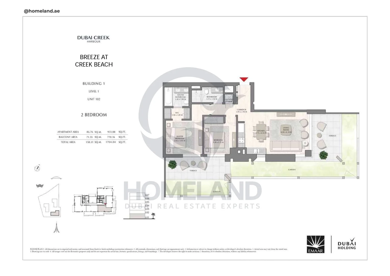 Breeze Creek Beach, Building 1, 2BR, Level 1, Unit 102, 1704 SQFT
