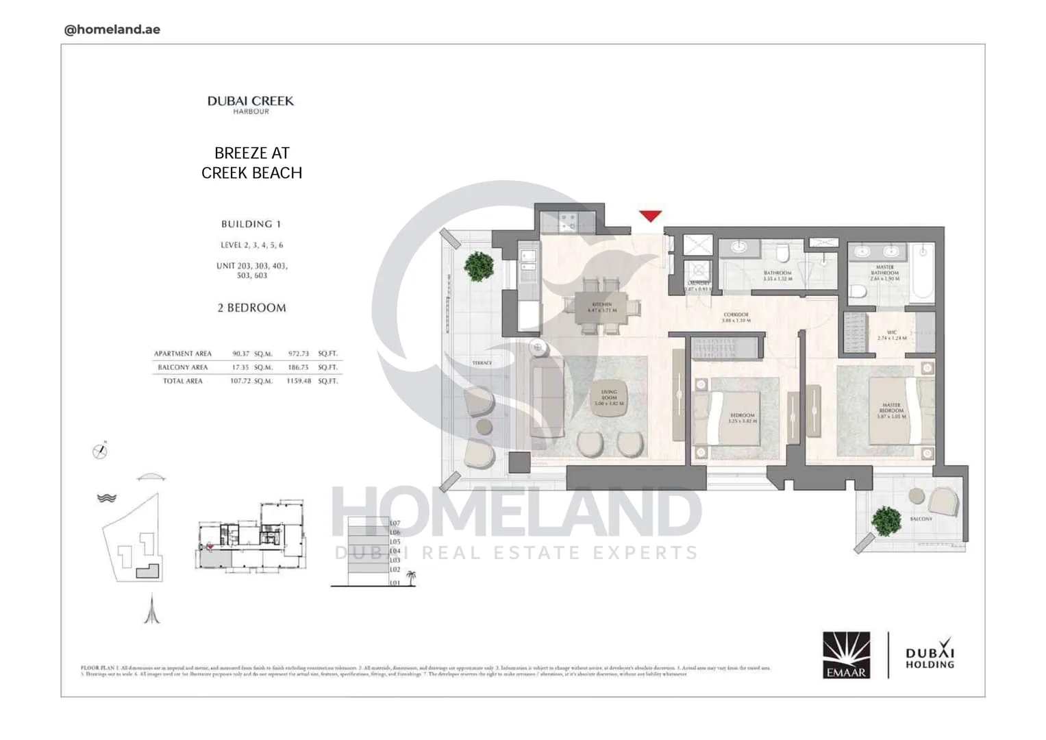 Breeze Creek Beach, Building 1, 2BR, Level 2 to 6, Unit 203-303-403-503-603, 1159 SQFT