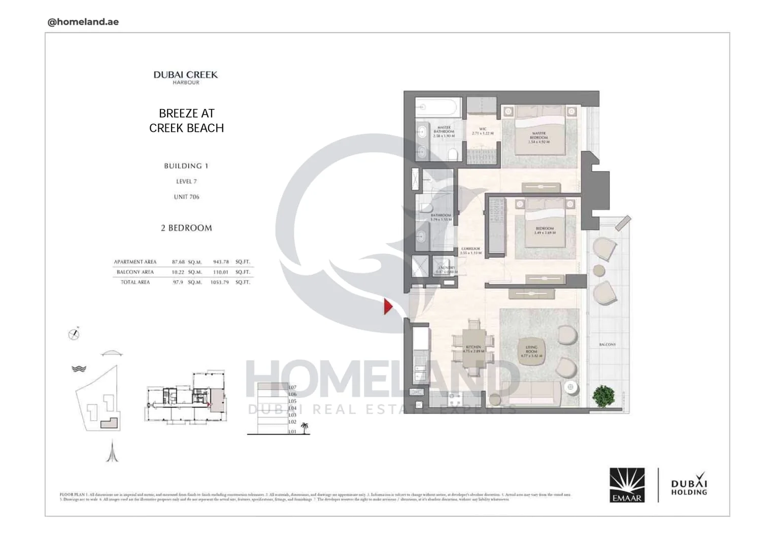 Breeze Creek Beach, Building 1, 2BR, Level 7, Unit 706, 1053 SQFT
