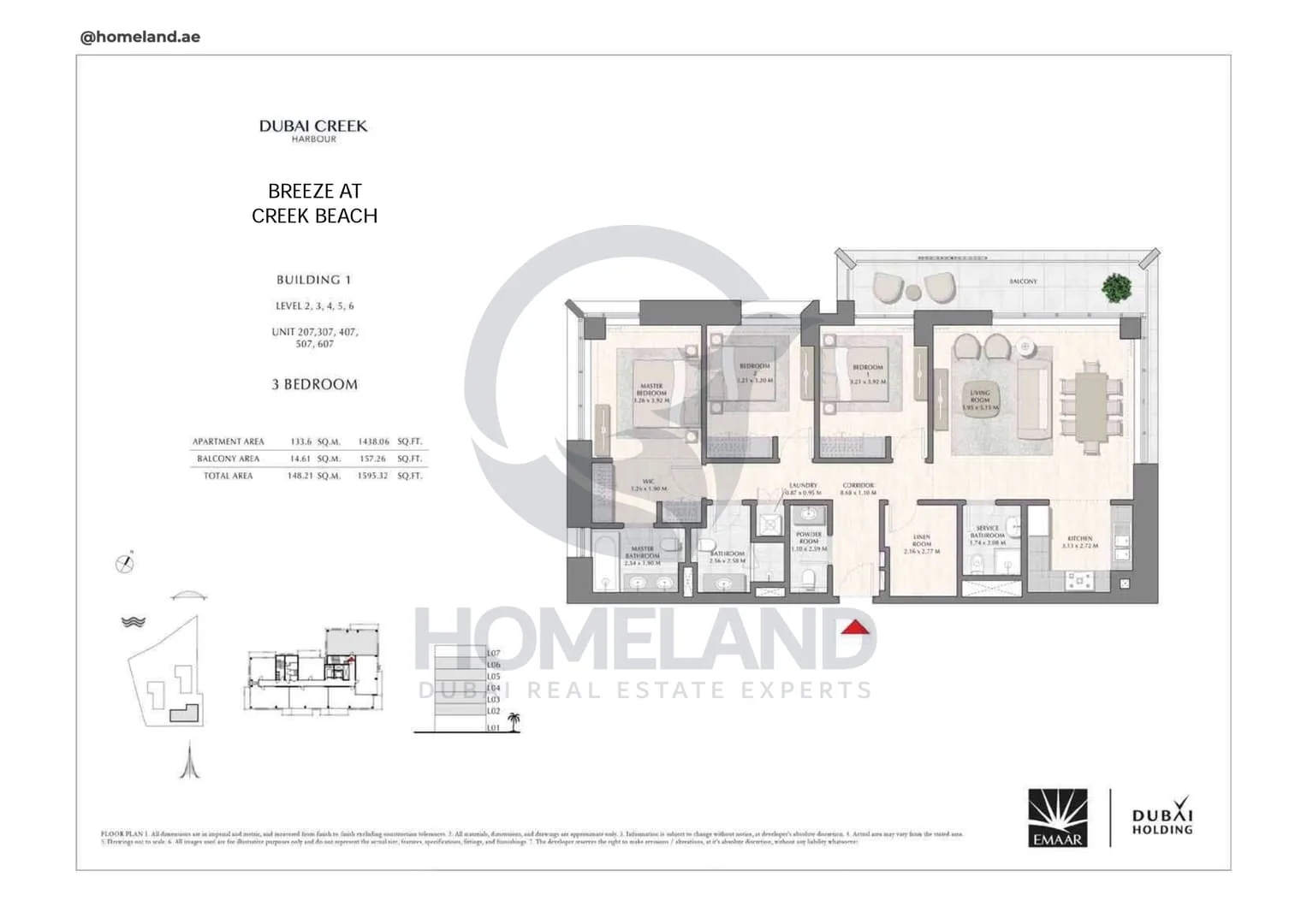 Breeze Creek Beach, Building 1, 3BR, Level 2 to 6, Unit 207-307-407-507-607, 1595 SQFT