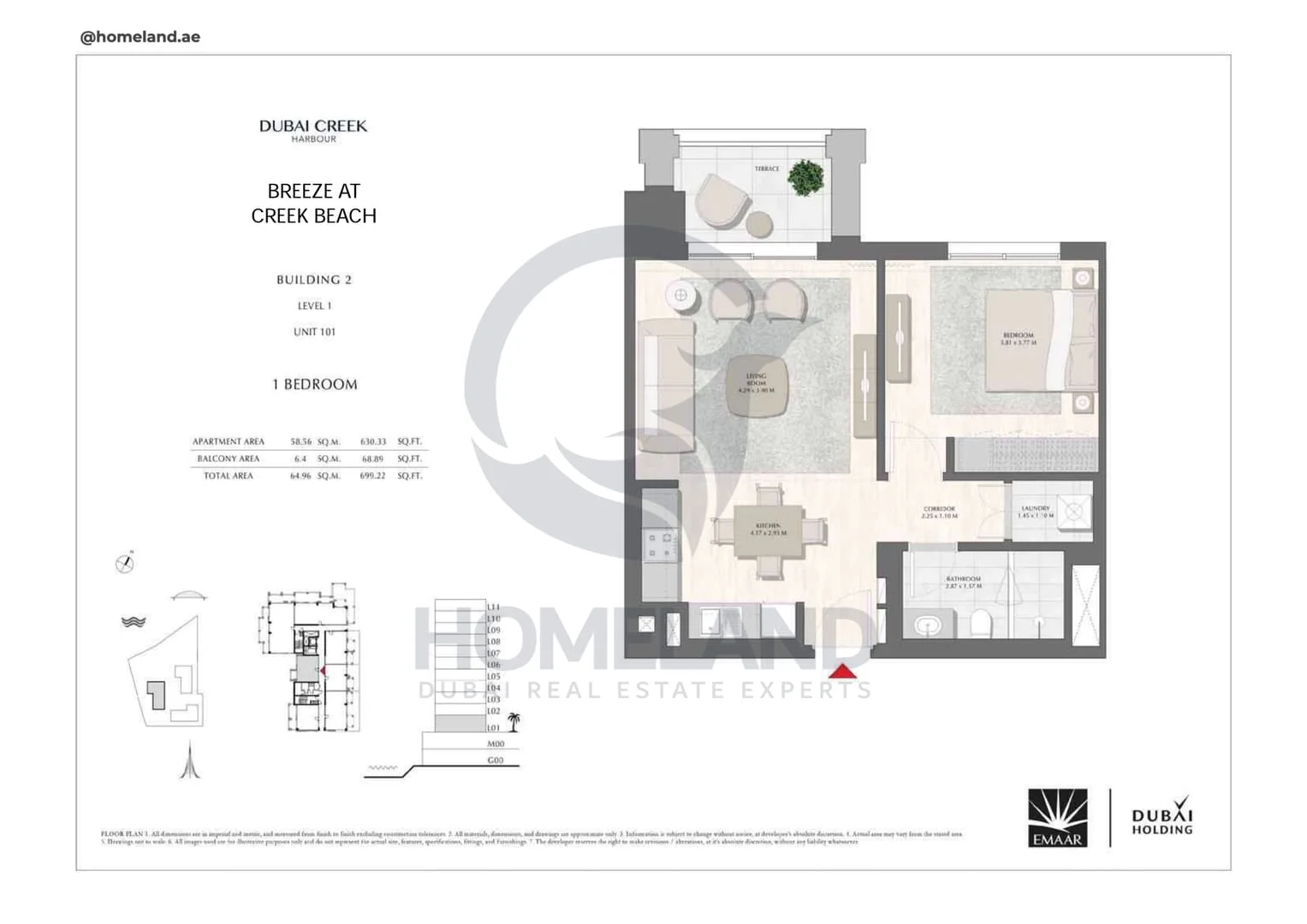 Breeze Creek Beach, Building 2, 1BR, Level 1, Unit 101, 699 SQFT
