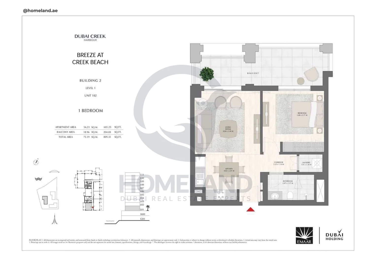 Breeze Creek Beach, Building 2, 1BR, Level 1, Unit 102, 809 SQFT