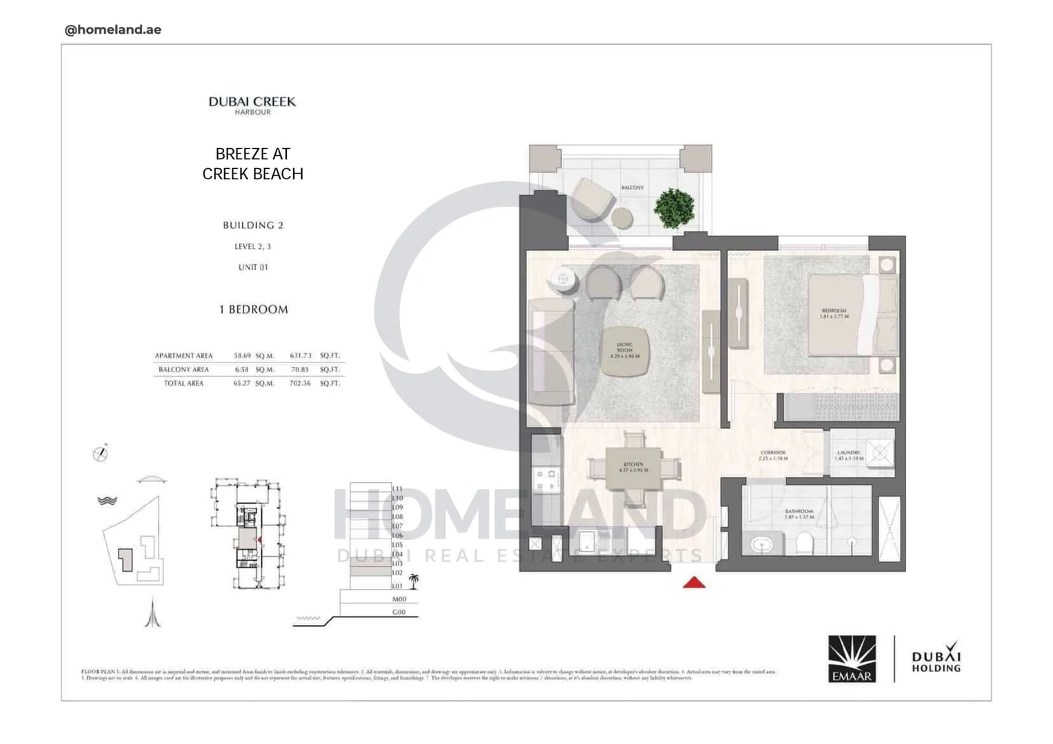 Breeze Creek Beach, Building 2, 1BR, Level 2-3, Unit 01, 702 SQFT
