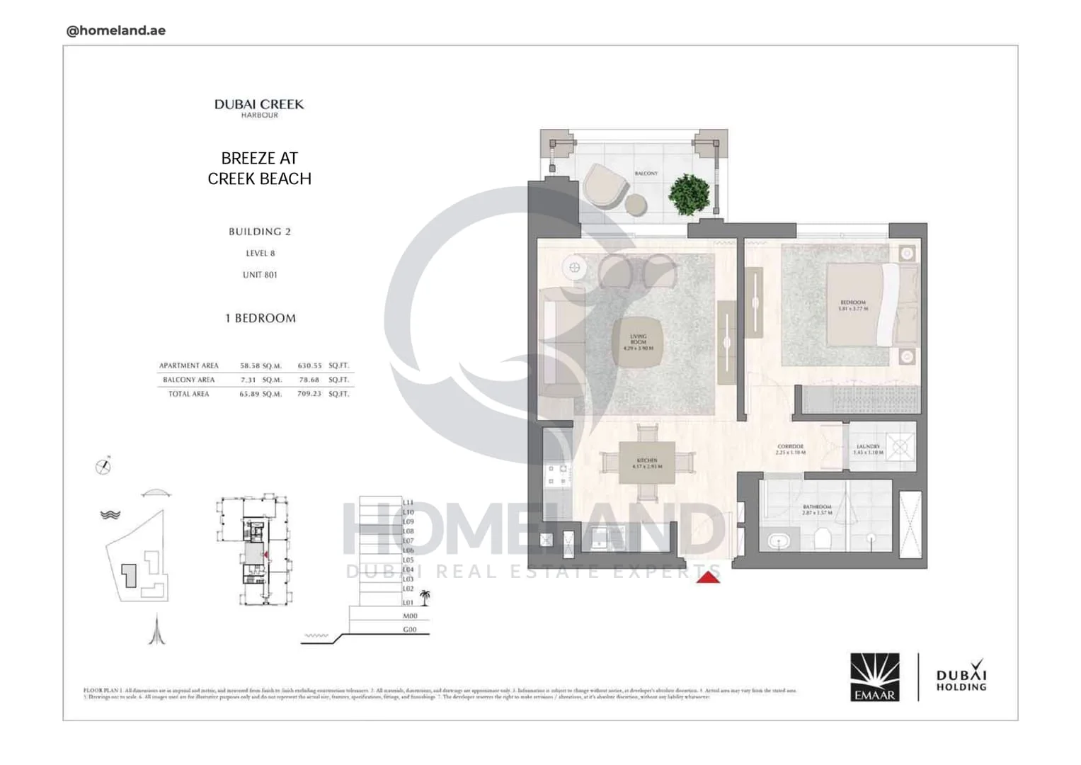 Breeze Creek Beach, Building 2, 1BR, Level 8, Unit 801, 709 SQFT