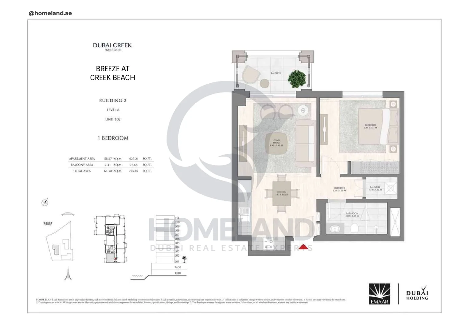 Breeze Creek Beach, Building 2, 1BR, Level 8, Unit 802, 705 SQFT