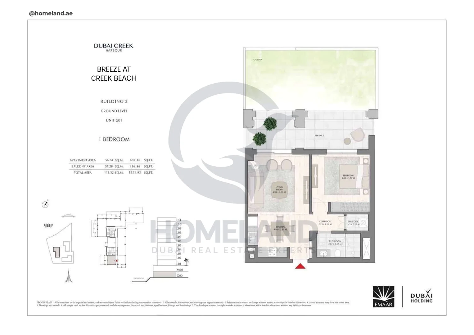 Breeze Creek Beach, Building 2, 1BR, Level Ground, Unit G01, 1221 SQFT