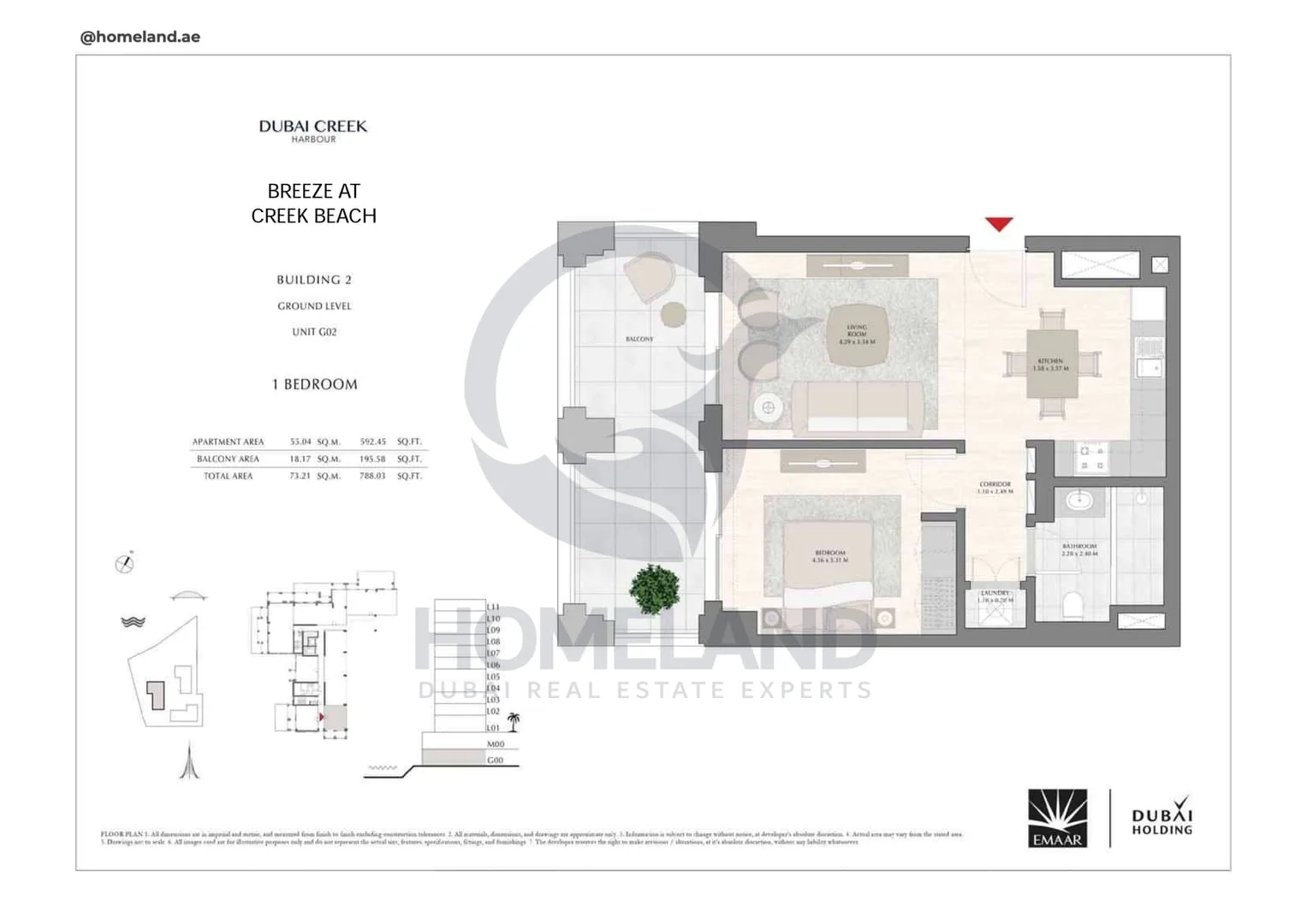 Breeze Creek Beach, Building 2, 1BR, Level Ground, Unit G02, 788 SQFT