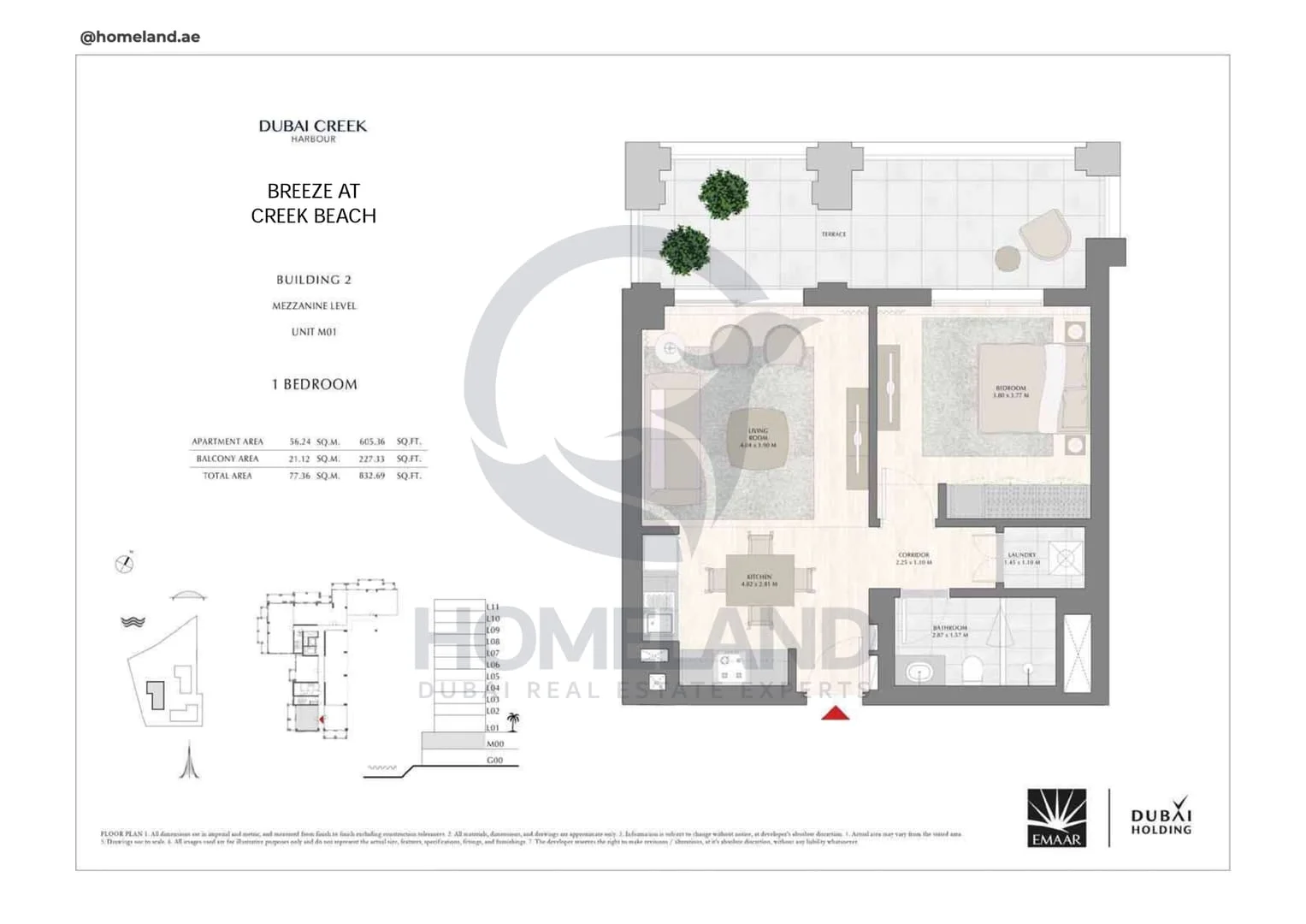 Breeze Creek Beach, Building 2, 1BR, Level Mezzanine, Unit M01, 832 SQFT