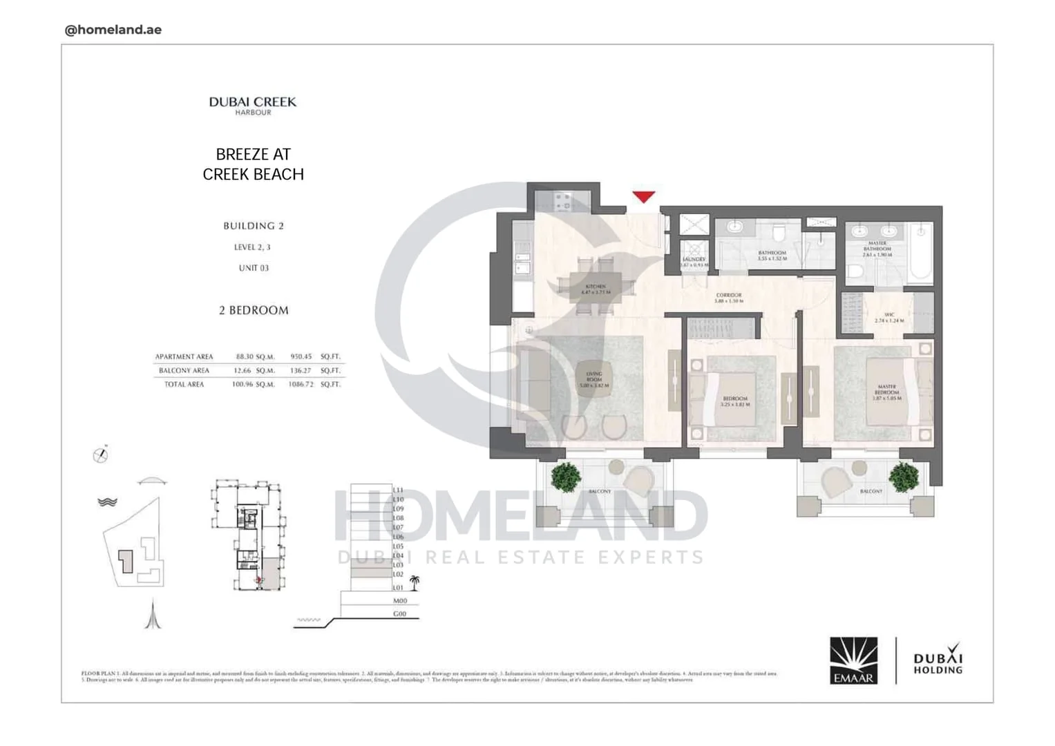 Breeze Creek Beach, Building 2, 2BR, Level 2-3, Unit 03, 1086 SQFT