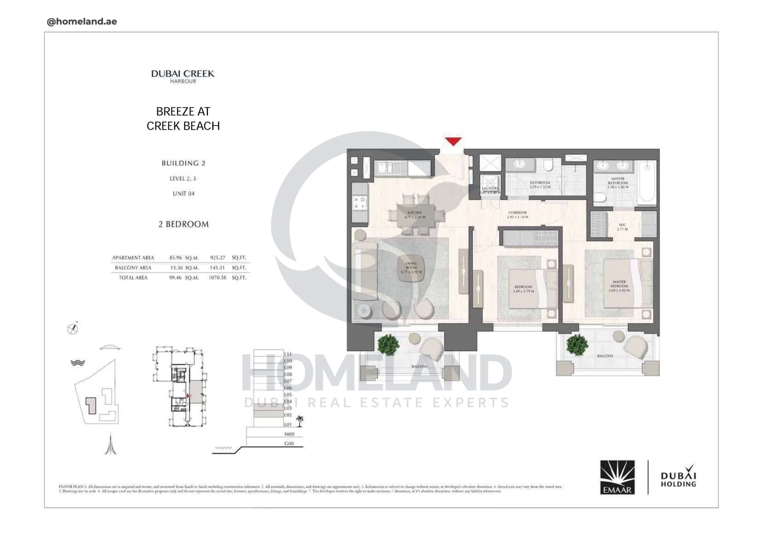 Breeze Creek Beach, Building 2, 2BR, Level 2-3, Unit 04, 1070 SQFT