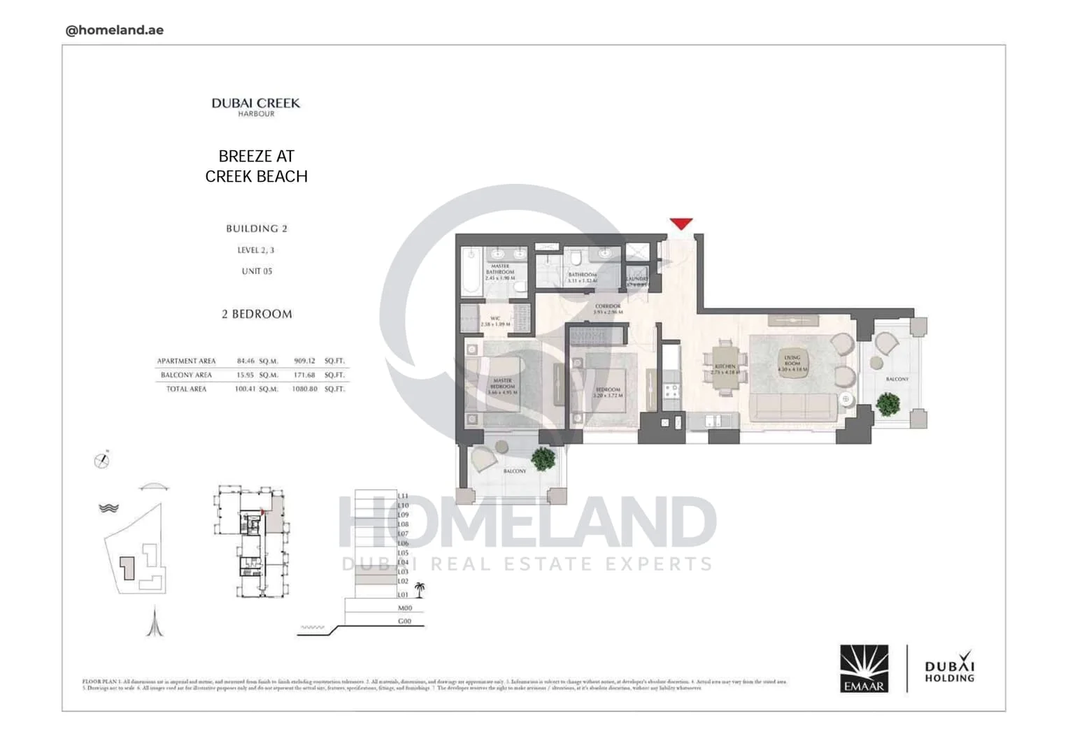 Breeze Creek Beach, Building 2, 2BR, Level 2-3, Unit 05, 1080 SQFT