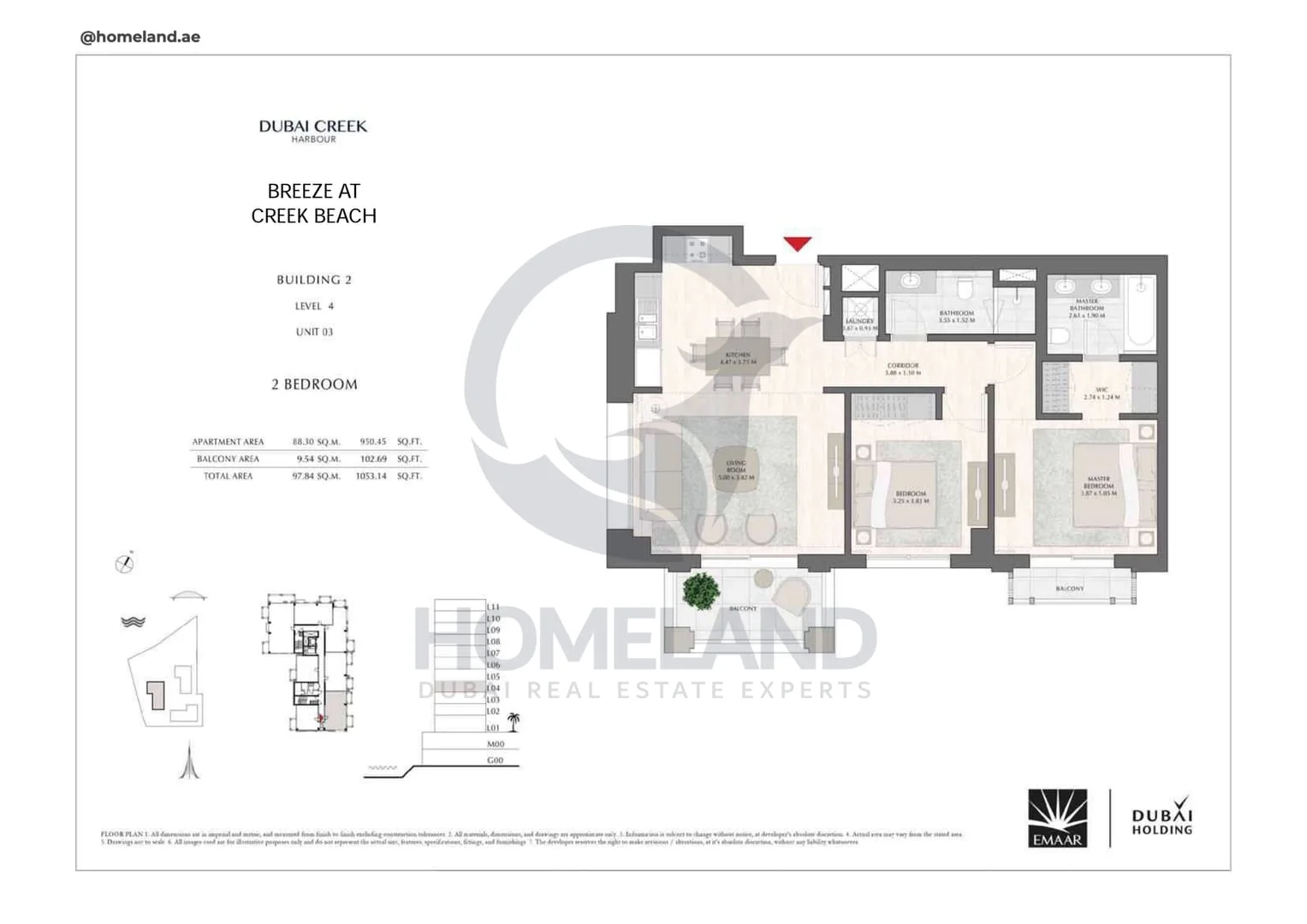 Breeze Creek Beach, Building 2, 2BR, Level 4, Unit 03, 1053 SQFT