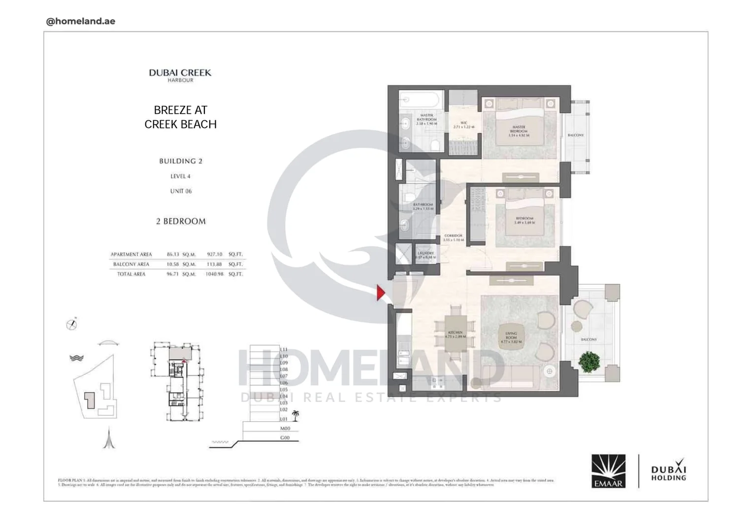 Breeze Creek Beach, Building 2, 2BR, Level 4, Unit 06, 1040 SQFT