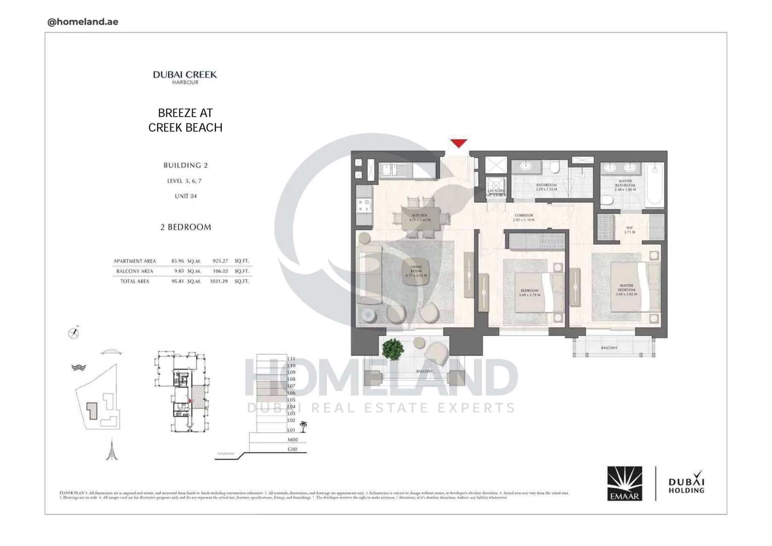 Breeze Creek Beach, Building 2, 2BR, Level 5 to 7, Unit 04, 1031 SQFT