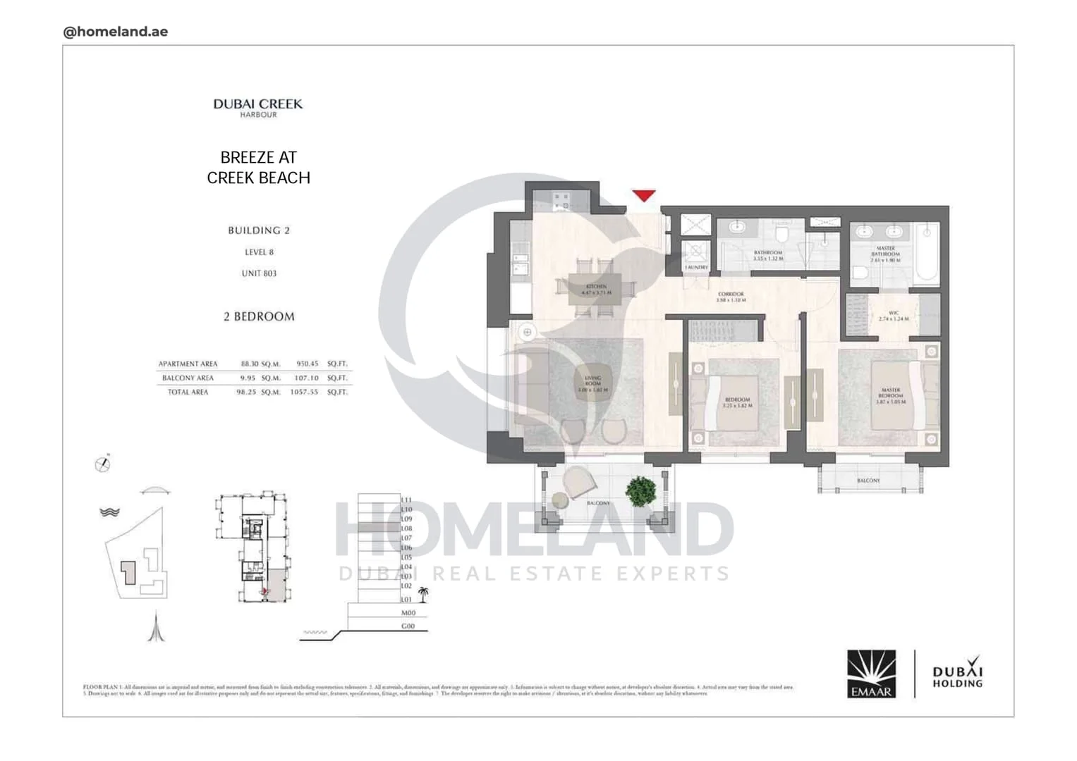 Breeze Creek Beach, Building 2, 2BR, Level 8, Unit 803, 1057 SQFT