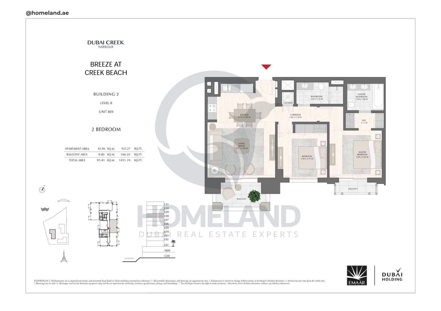 Breeze Creek Beach, Building 2, 2BR, Level 8, Unit 804, 1031 SQFT