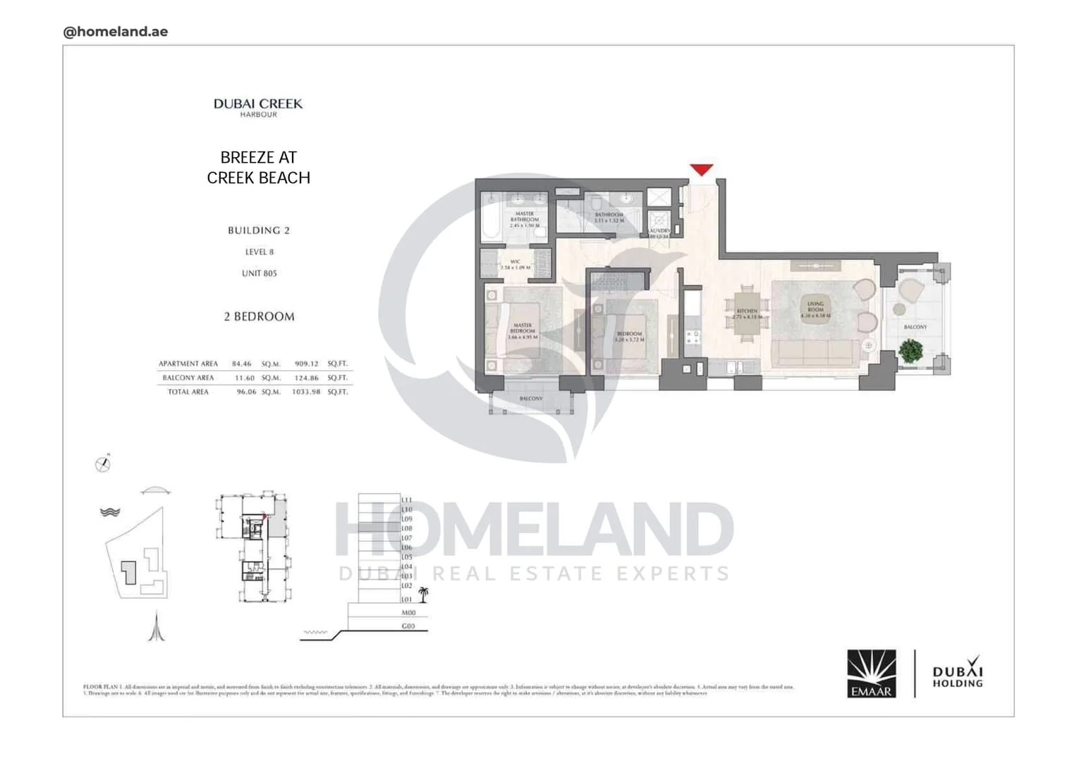 Breeze Creek Beach, Building 2, 2BR, Level 8, Unit 805, 1033 SQFT
