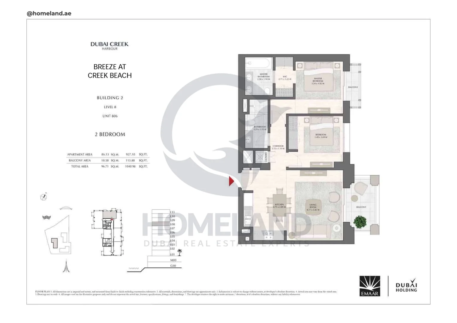 Breeze Creek Beach, Building 2, 2BR, Level 8, Unit 806, 1040 SQFT