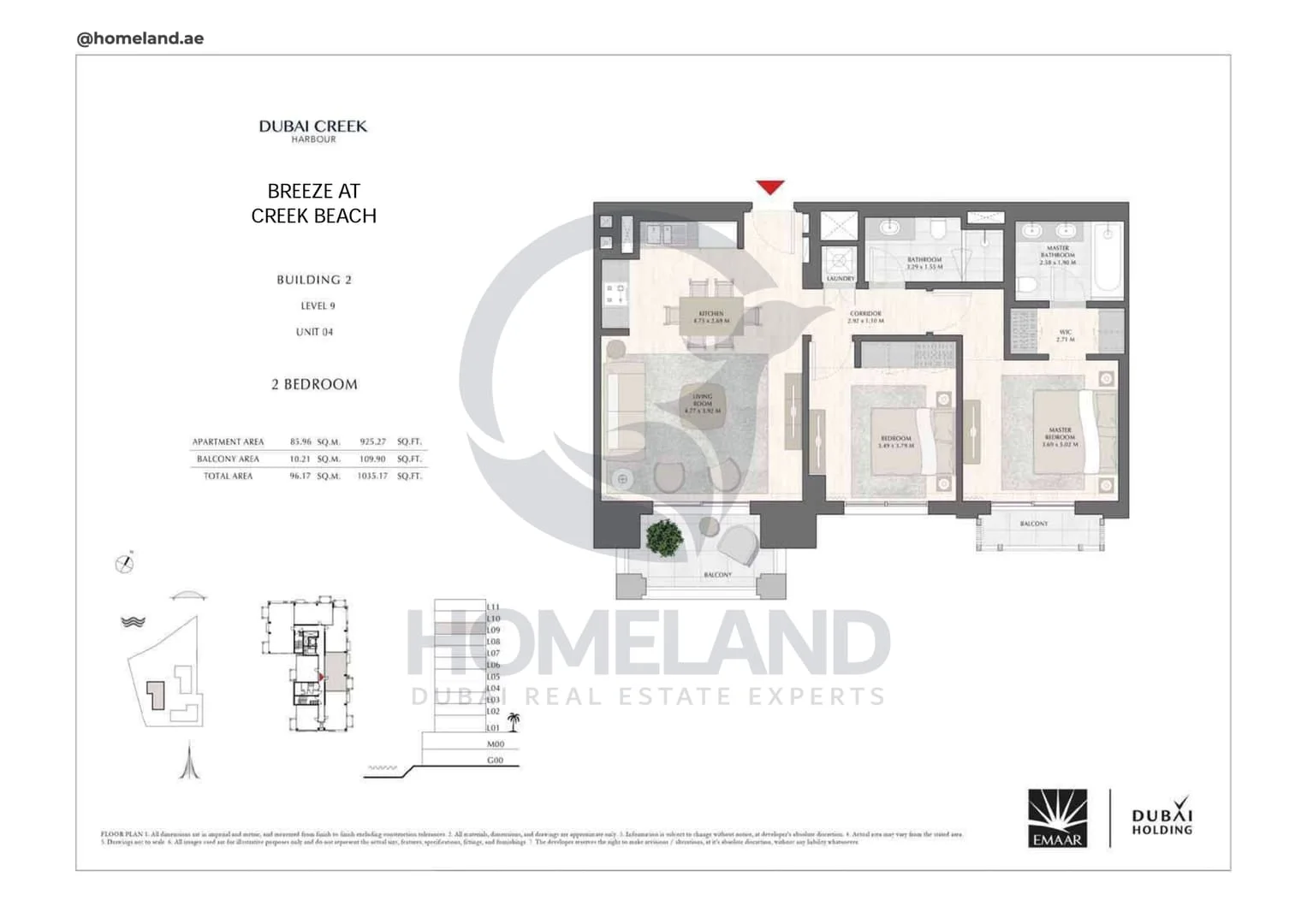 Breeze Creek Beach, Building 2, 2BR, Level 9, Unit 04, 1035 SQFT