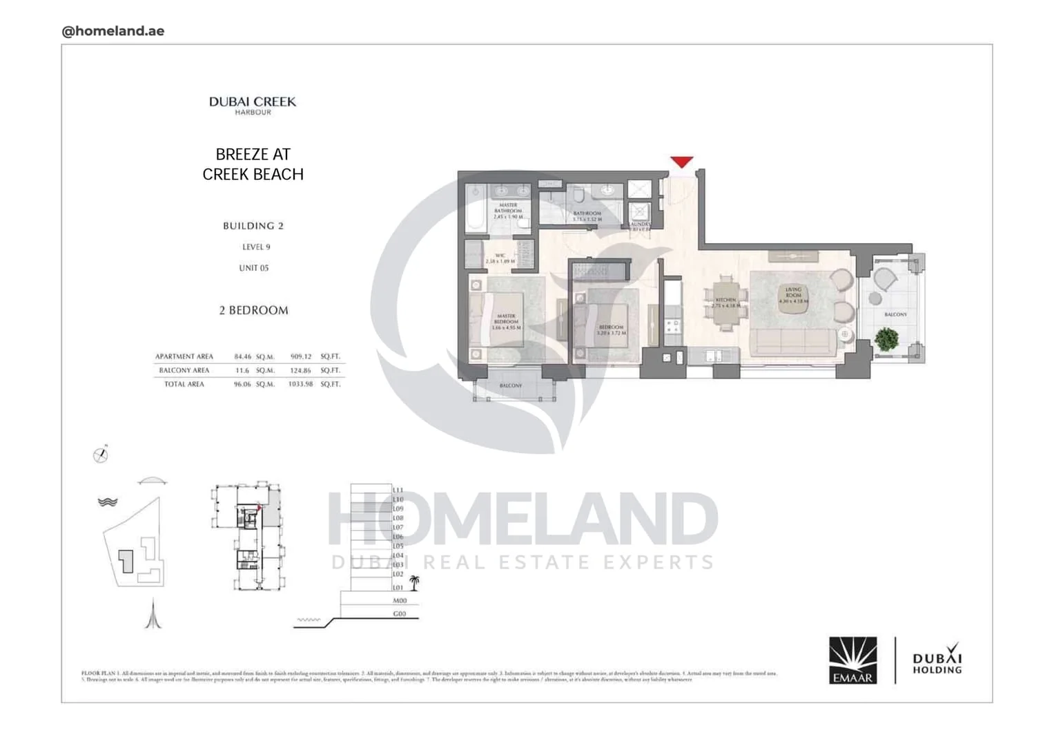 Breeze Creek Beach, Building 2, 2BR, Level 9, Unit 05, 1033 SQFT