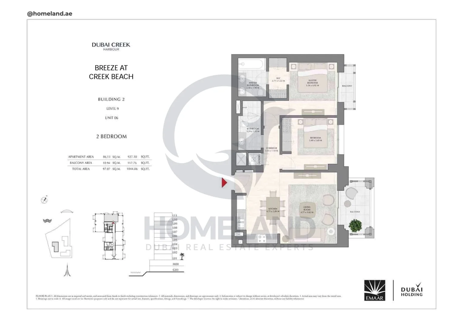 Breeze Creek Beach, Building 2, 2BR, Level 9, Unit 06, 1044 SQFT