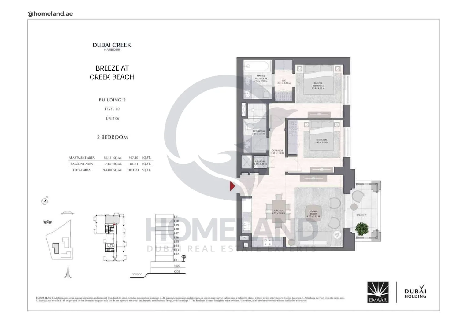 Breeze Creek Beach, Building 2, 2BR, Level 10, Unit 06, 1011 SQFT