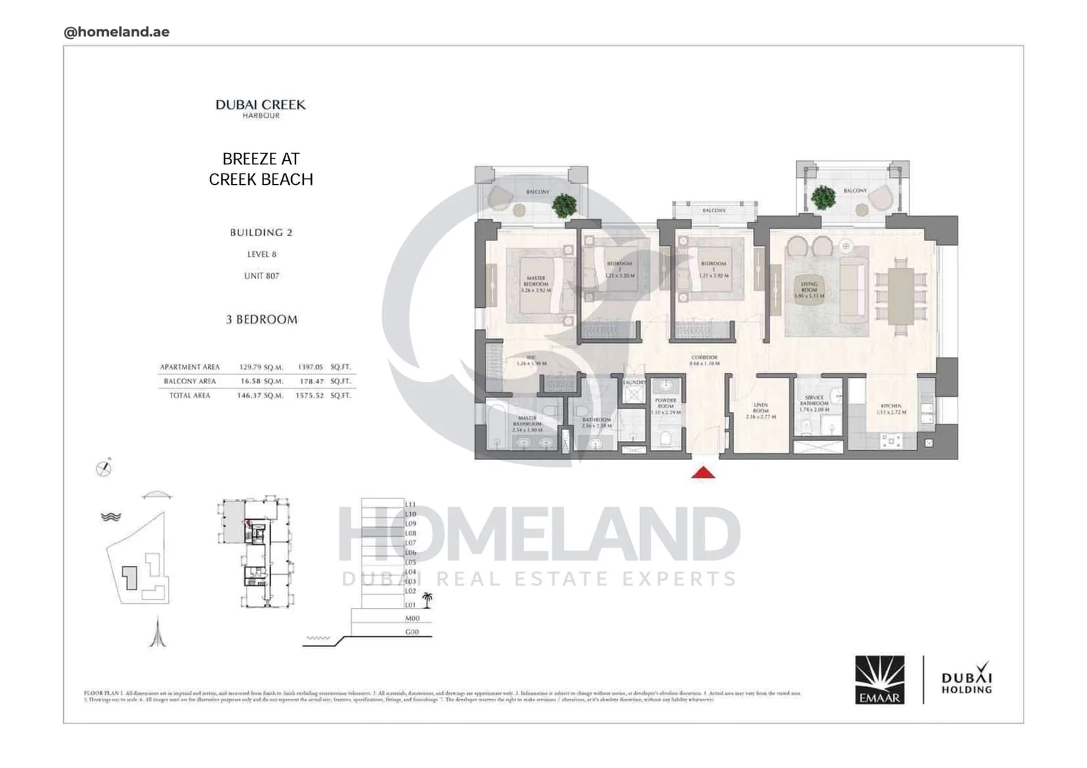Breeze Creek Beach, Building 2, 3BR, Level 8, Unit 807, 1575 SQFT