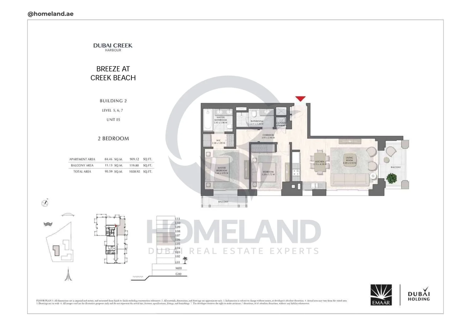 Breeze Creek Beach, Building 2, 2BR, Level 5 to 7, Unit 05, 1028 SQFT